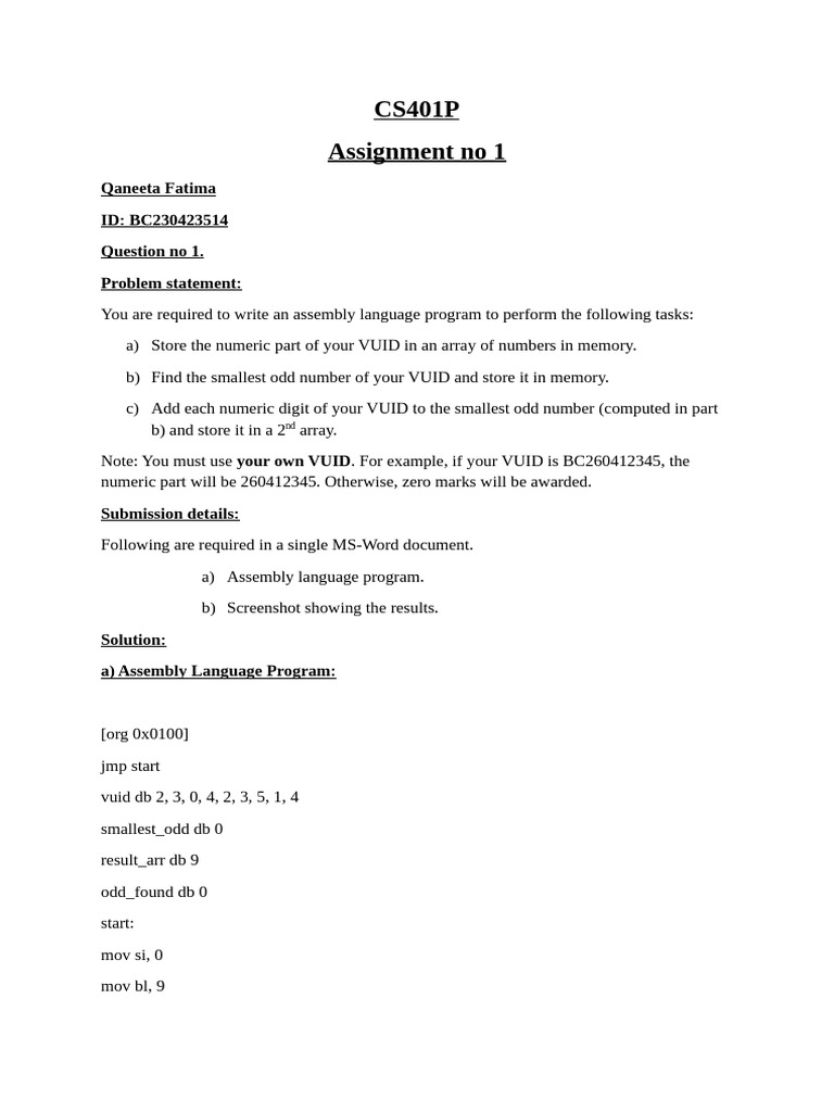 CS401P Assignment No 1 | PDF
