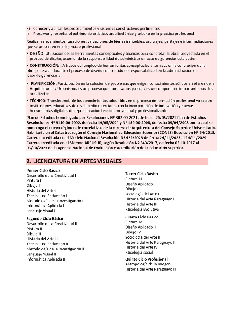 Plan de Estudios de Artes Visuales | PDF | Diseño | Plan de estudios