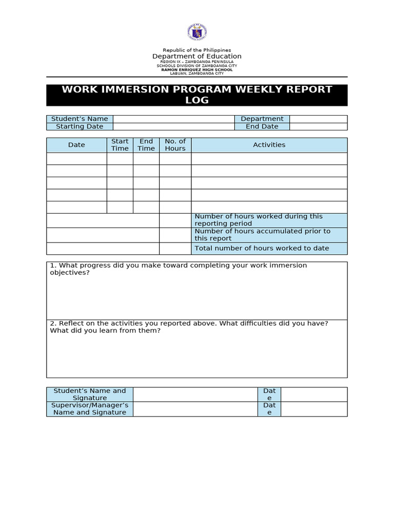 WIP Weekly Report Log 2 | PDF