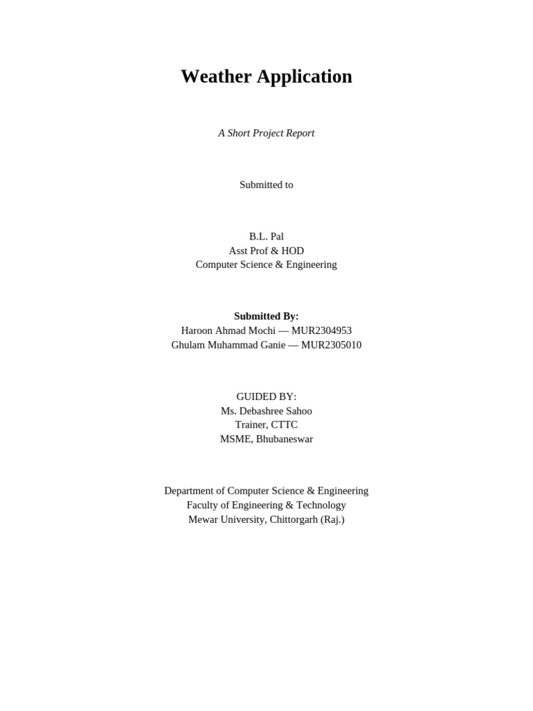 Web-Based Weather Application Report | PDF | Html | Computing