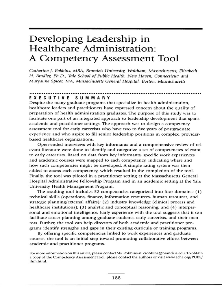 Leadership Development in Healthcare | PDF