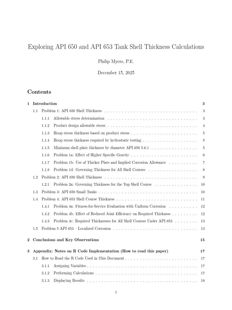 API 650 & 653 Tank Thickness Guide | PDF | Stress (Mechanics ...