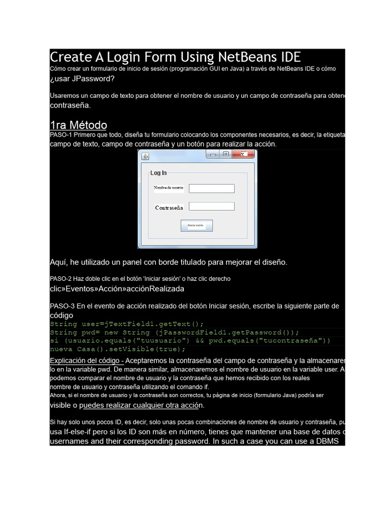Crear Formulario de Login en Java | PDF | Contraseña | Mi sql
