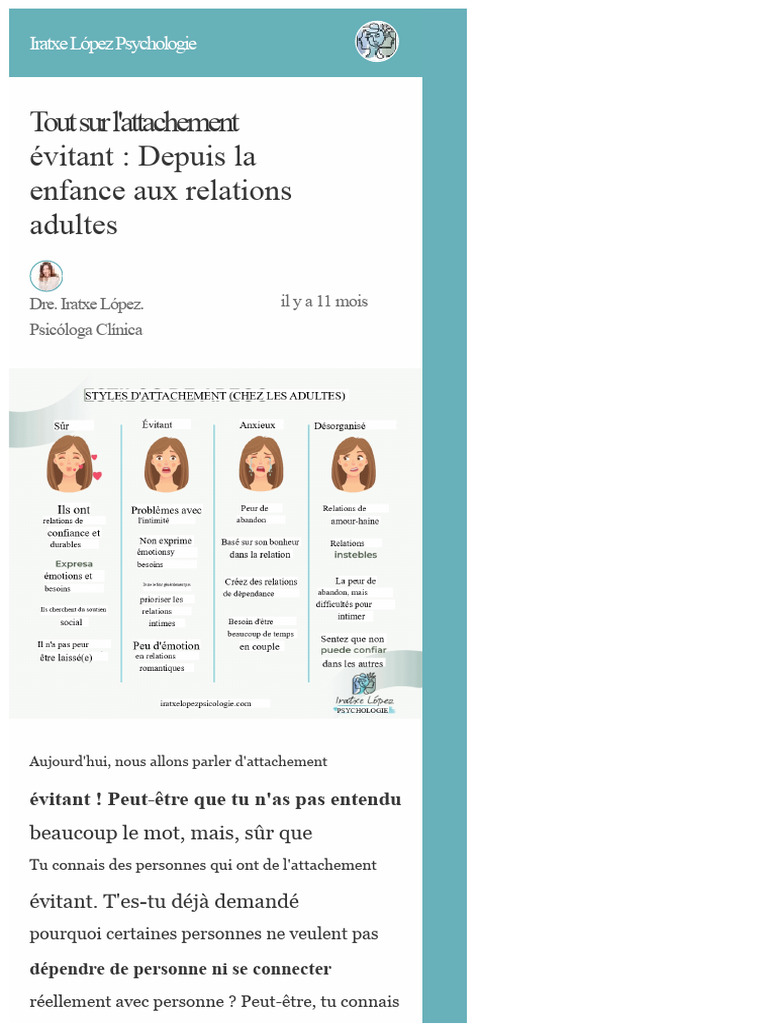 Comprendre l'attachement évitant | PDF