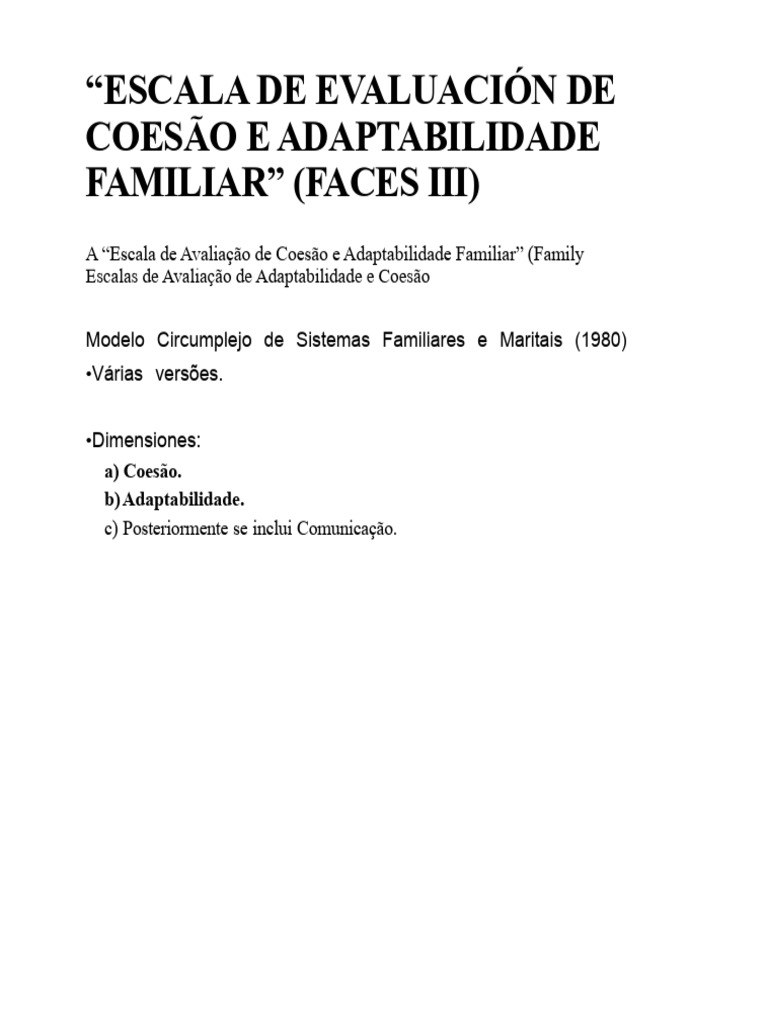 Avaliação de Coesão Familiar FACES III | PDF