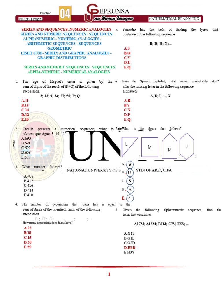 Sequences and Numeric Analogies Guide | PDF | Mathematical Analysis ...