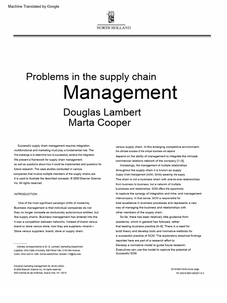 Supply Chain Management Integration Framework | PDF | Supply Chain ...