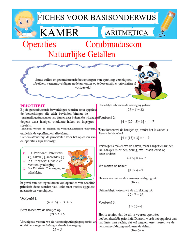 Gecombineerde Operaties Met Natuurlijke Getallen Voor Groep Vier | PDF