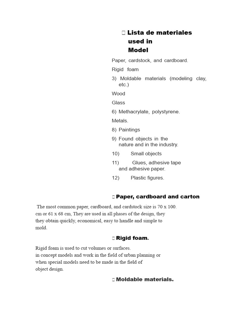 Essential Materials for Model Making | PDF | Adhesive | Materials