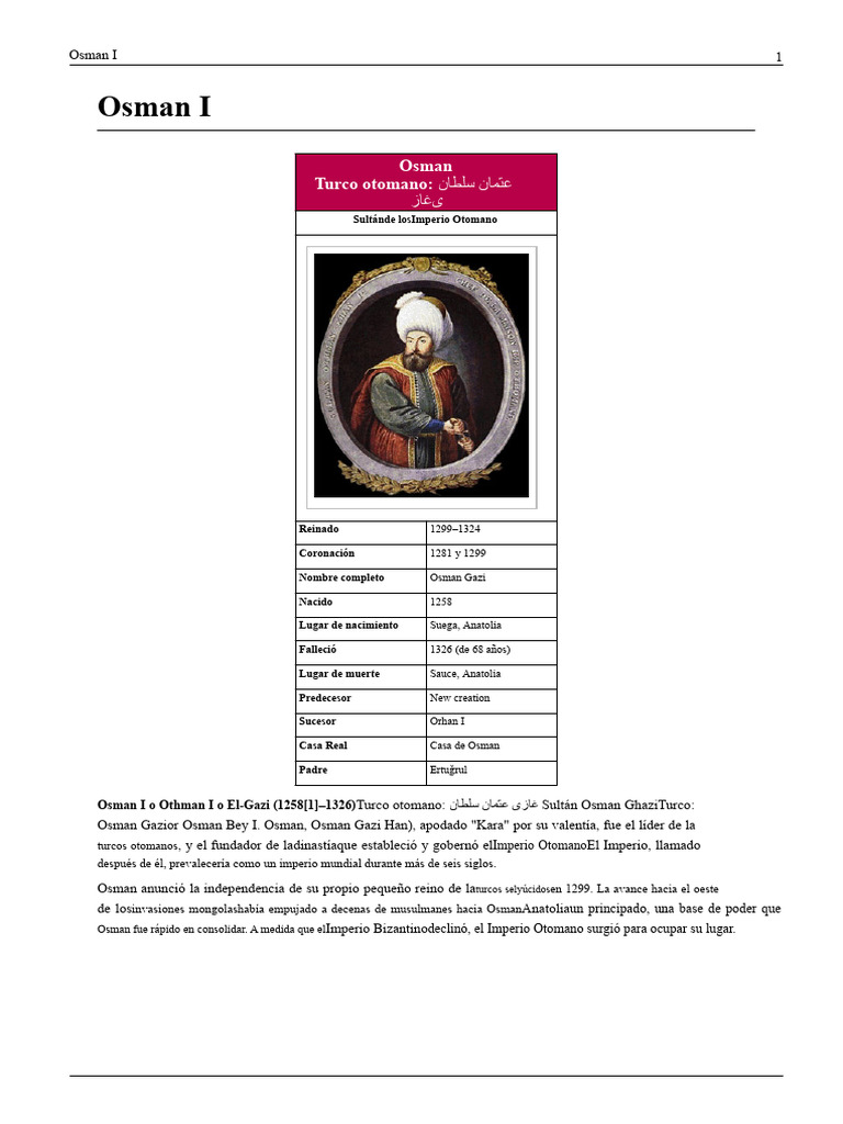 osman 1 | PDF | Política del imperio otomano | imperio Otomano