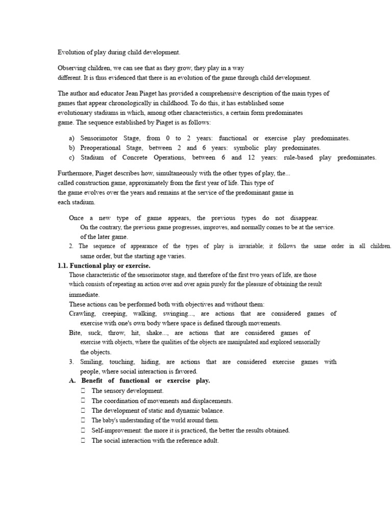 Evolution of Play During Child Development | PDF | Behavioural Sciences ...
