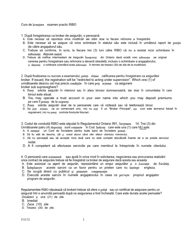 Examen de Practică RIBO | PDF