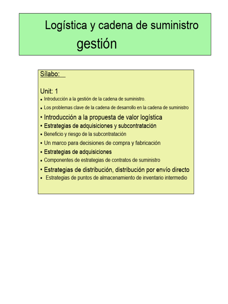 Gestión de Logística y Cadena de Suministro | PDF | Logística | Gestión ...