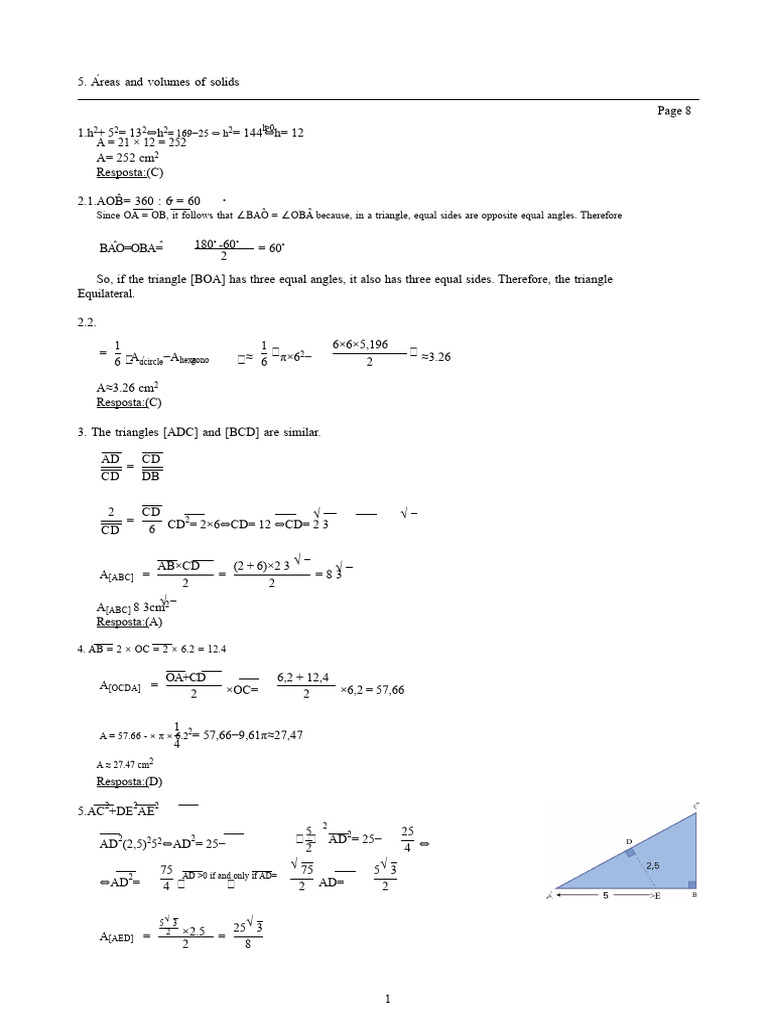 Geometry Calculations and Area Formulas | PDF | Area | Volume