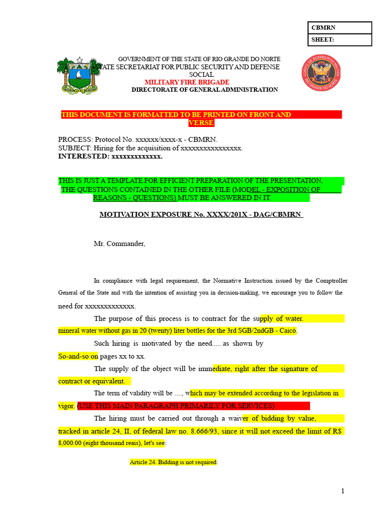 Model of Justification for the Director's Office | PDF