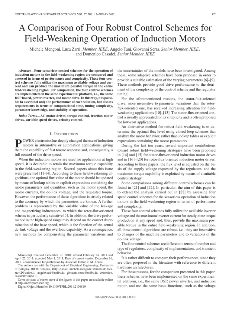 A Comparison of Four Robust Control Schemes For Field-Weakening ...