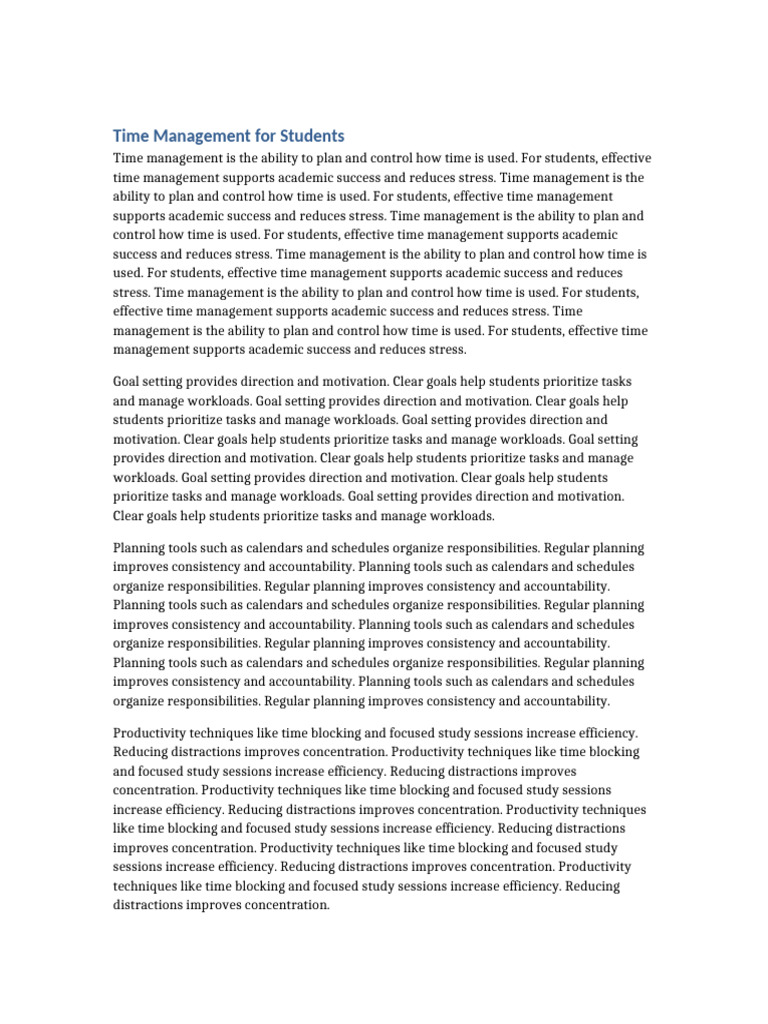 Effective Time Management for Students | PDF | Disciplines ...