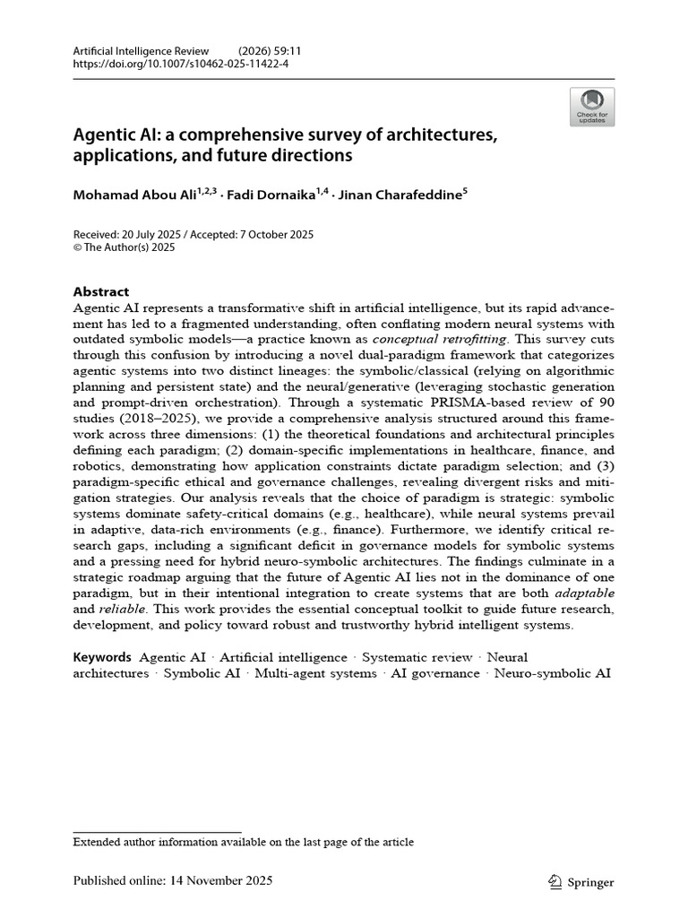 Survey of Agentic AI Architectures | PDF | Artificial Intelligence ...