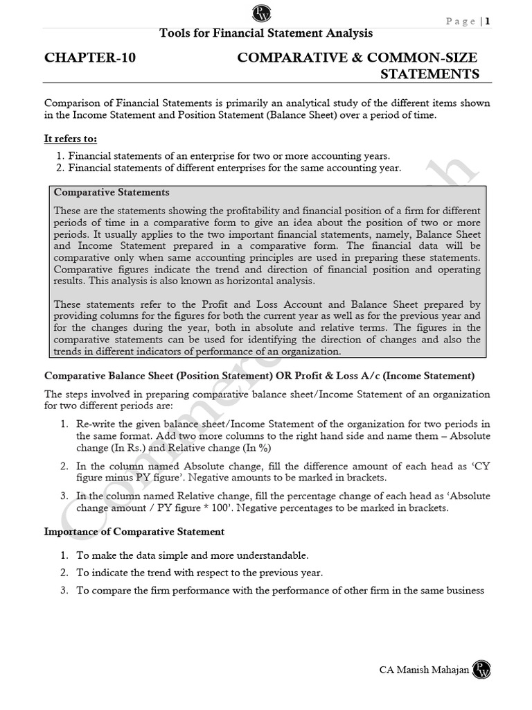 Tools for Financial Statement Analysis E - Notes | PDF | Income ...