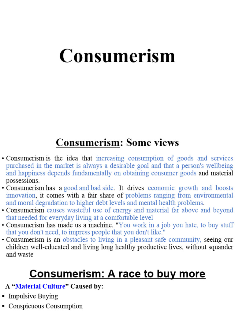 The Impact of Consumerism on Society | PDF