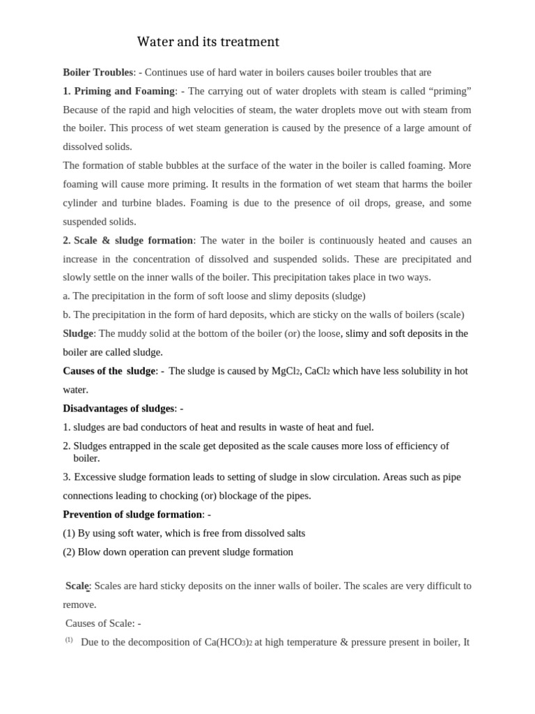 Water and its treatment(Boiler troubles) | PDF | Boiler | Corrosion