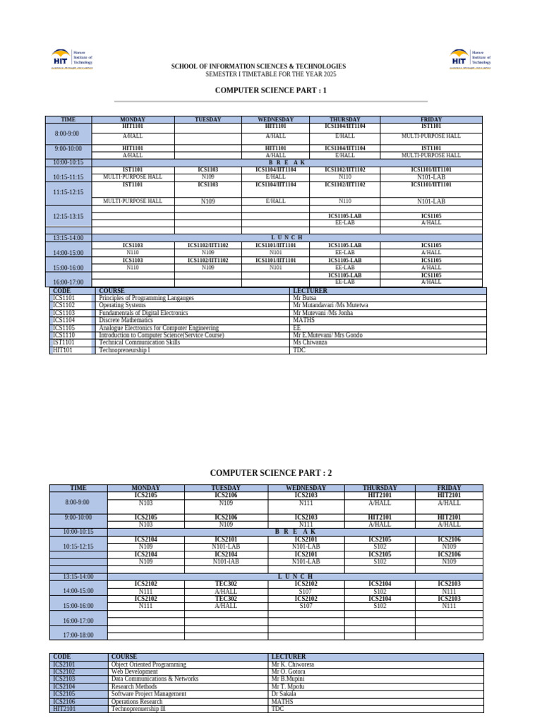 2025 Computer Science Timetable | PDF | Software | Computer Programming