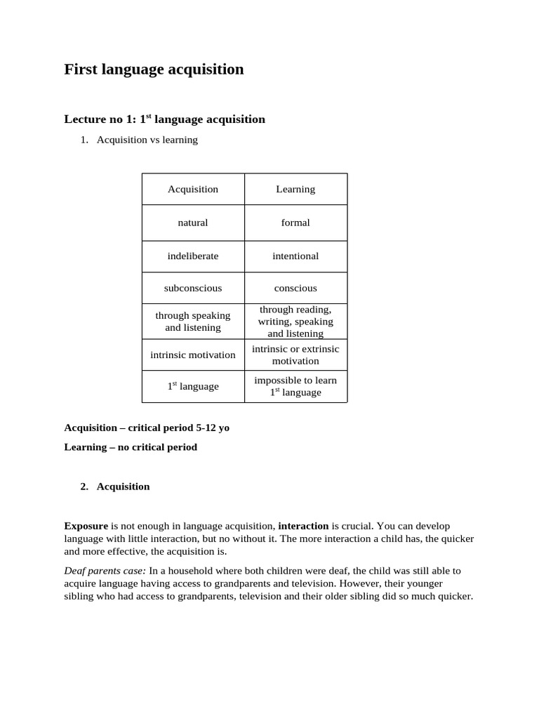 First Language Acquisition Insights | PDF | Language Acquisition | Learning