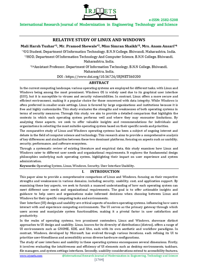 Linux vs Windows: A Comparative Study | PDF | Kernel (Operating System ...