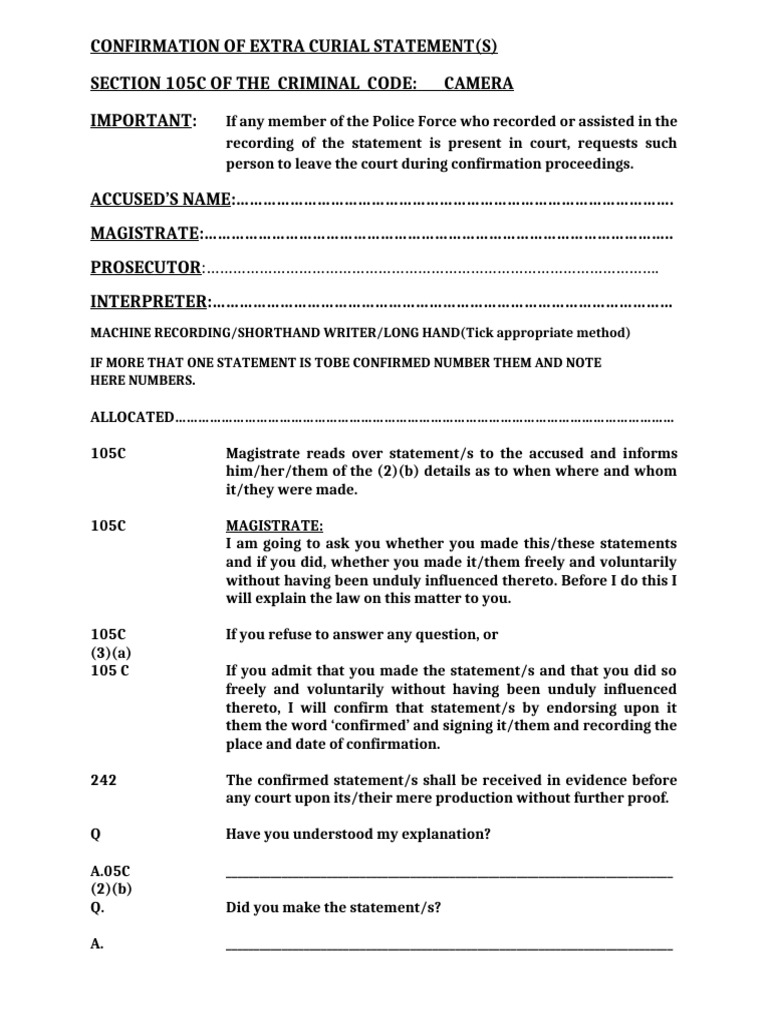 Confirmation of Extra Curial Statements | PDF | Judiciaries | Crime ...