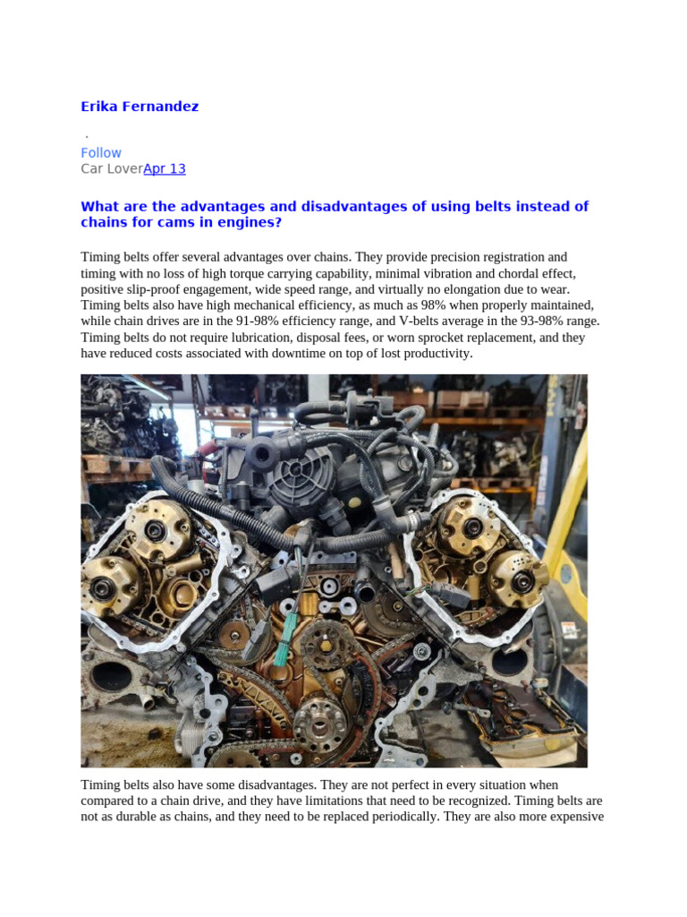 Timing Belt vs Timing Chain | PDF