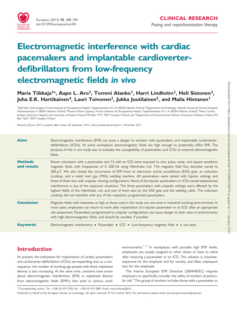 EMI Risks for Pacemakers and ICDs | PDF | Inductor | Electromagnetic ...