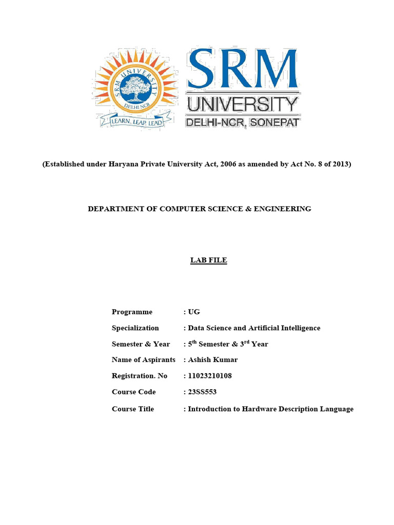 HDL Lab Experiments for Data Science | PDF | Logic Gate | Computer Science