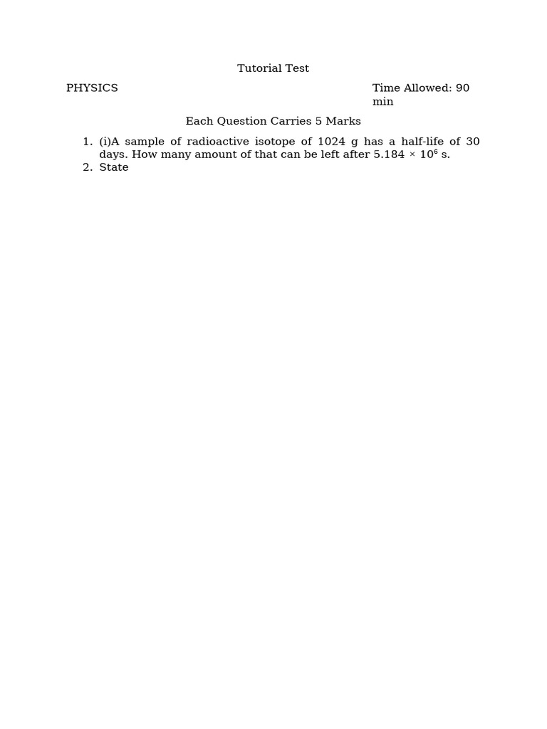 Tutorial Test | PDF