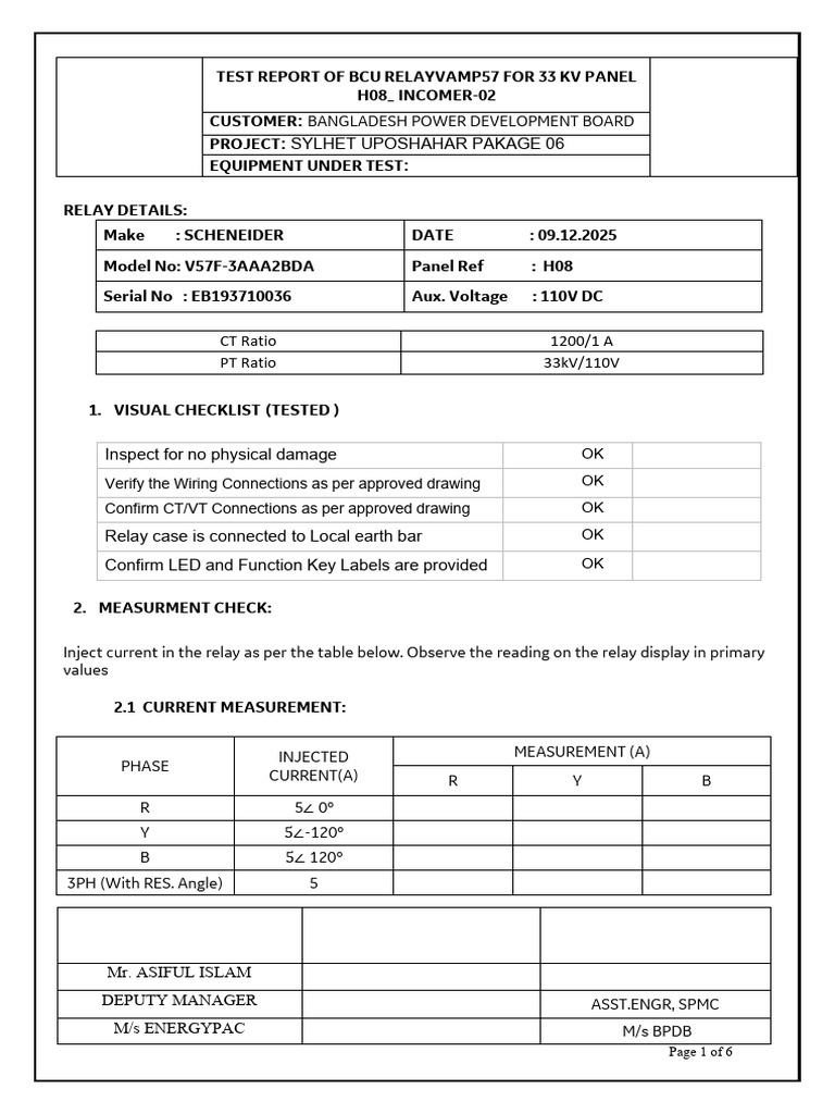 H08_33kV_Incomer_02_VAMP57 | PDF | Mains Electricity | Power (Physics)