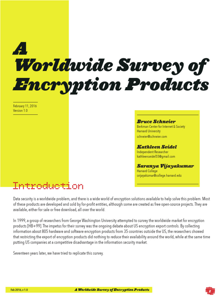 Worldwide Survey of encryption products | PDF | Cryptography | Encryption