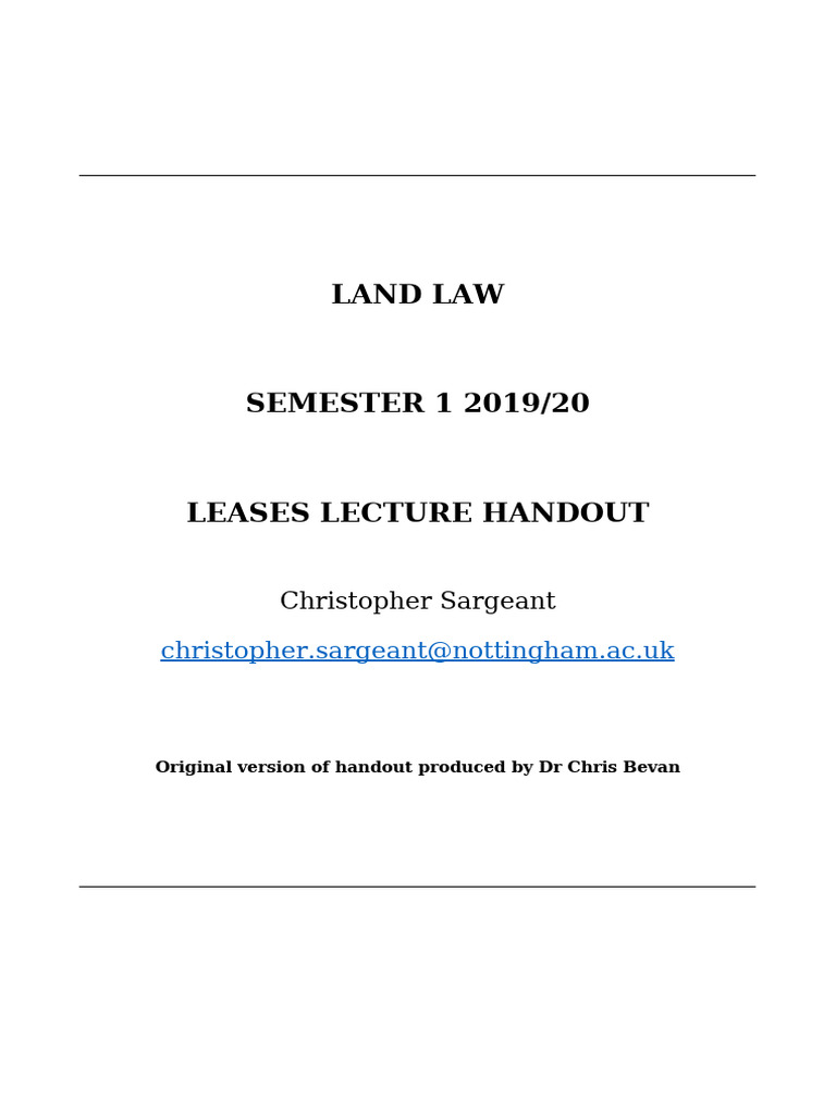 Understanding Leases in Land Law | PDF | Leasehold Estate | Lease