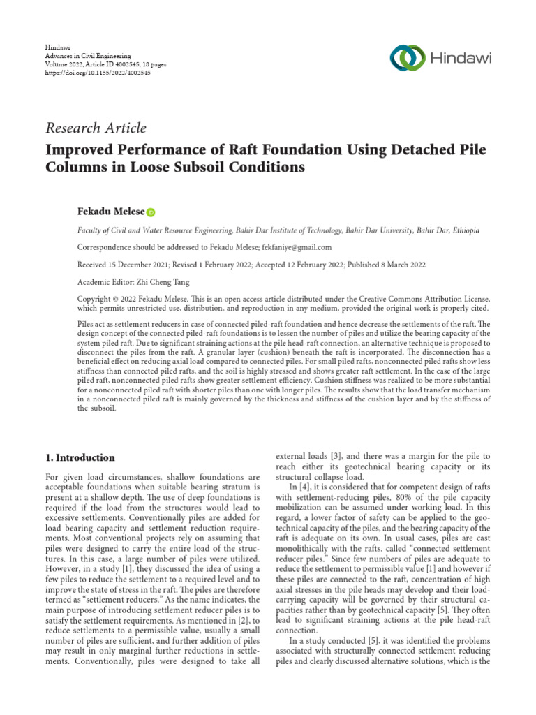Detached Pile Columns for Raft Foundations | PDF | Foundation ...