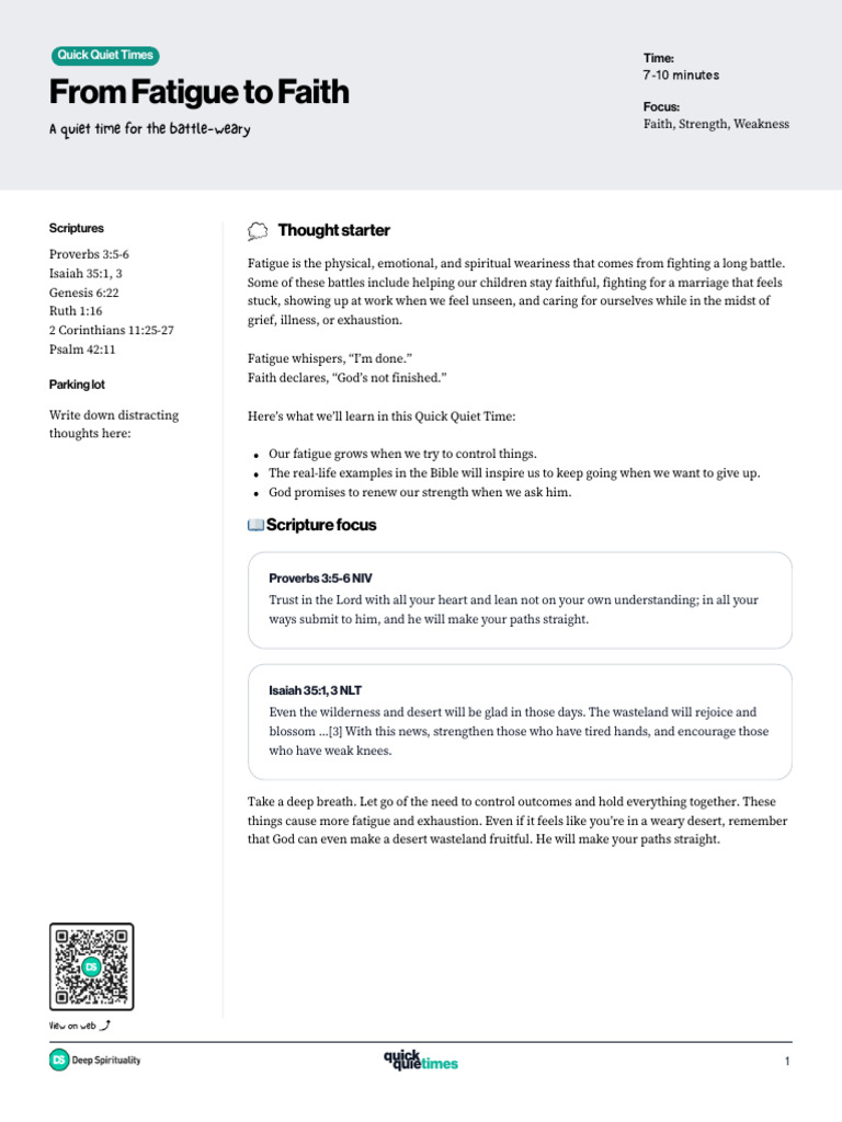 QQT 36 Faith Over Fatigue | PDF | Faith | Noah