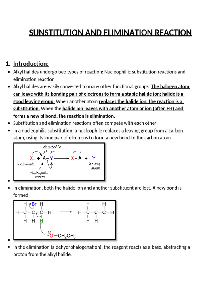 Substitution and Elimination Reactions | PDF