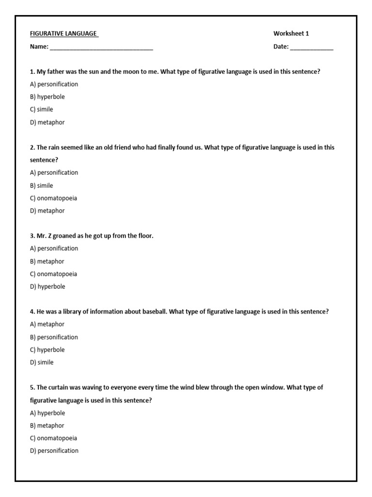 Figurative Language.docx | PDF | Metaphor | Semantics