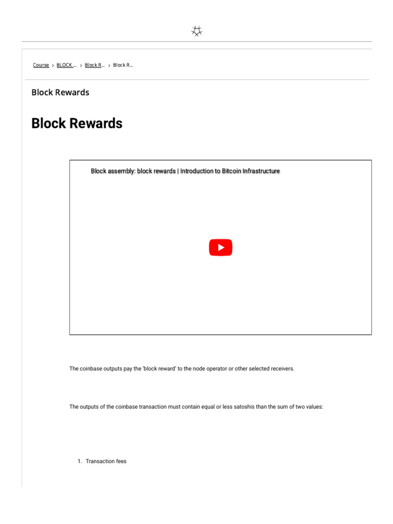 Block Rewards _ Block Rewards _ 0006 Courseware _ 5thwork | PDF