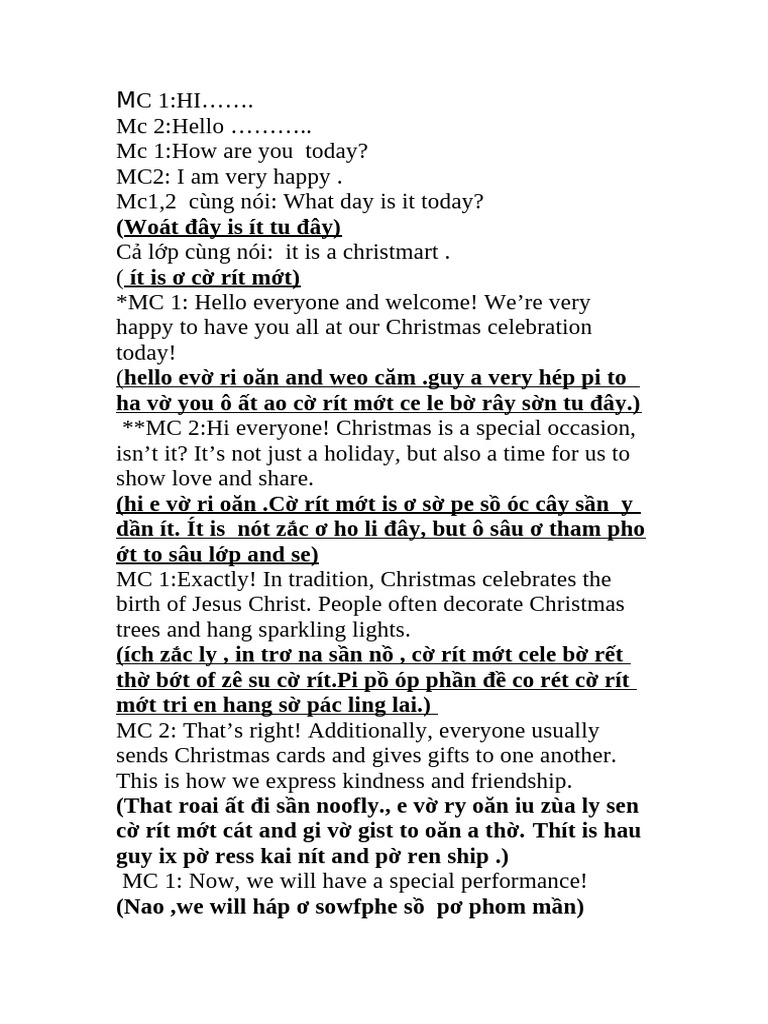 Christmas Celebration Script | PDF