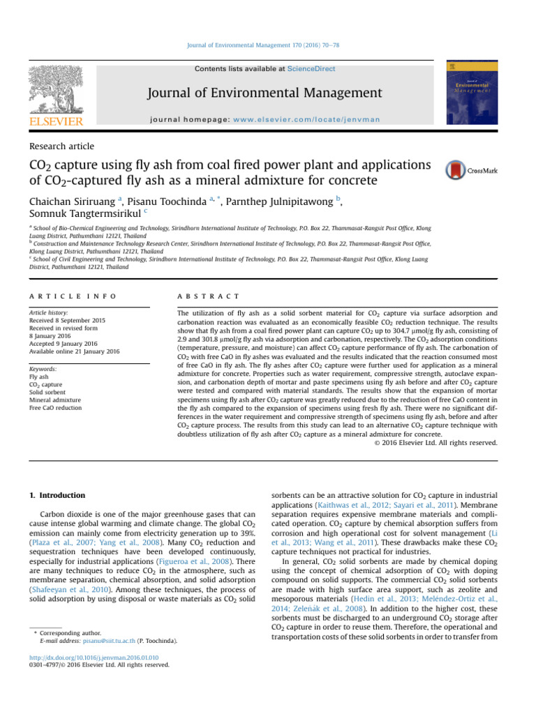 CO2 Capture with Fly Ash for Concrete | PDF | Concrete | Adsorption