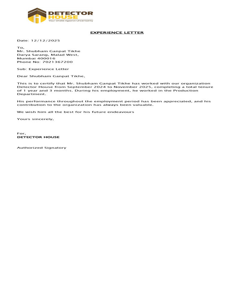 Exp Letter,, | PDF