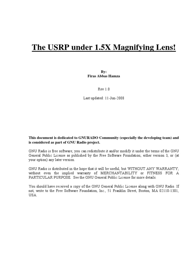 USRP Documentation PDF Analog To Digital Converter Bandwidth