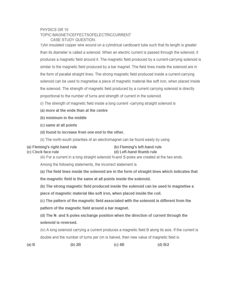 Magnetic Effects of Electric Current | PDF | Magnetic Field | Magnetism