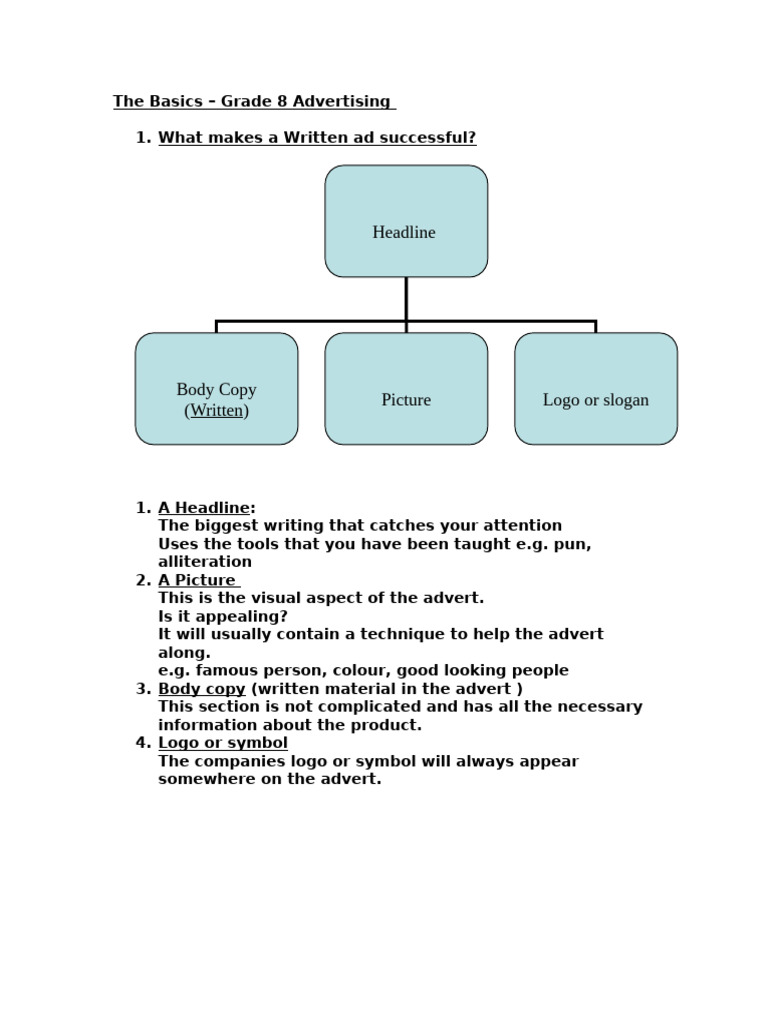 Grade 8 Advertising Essentials Guide | PDF | Advertising