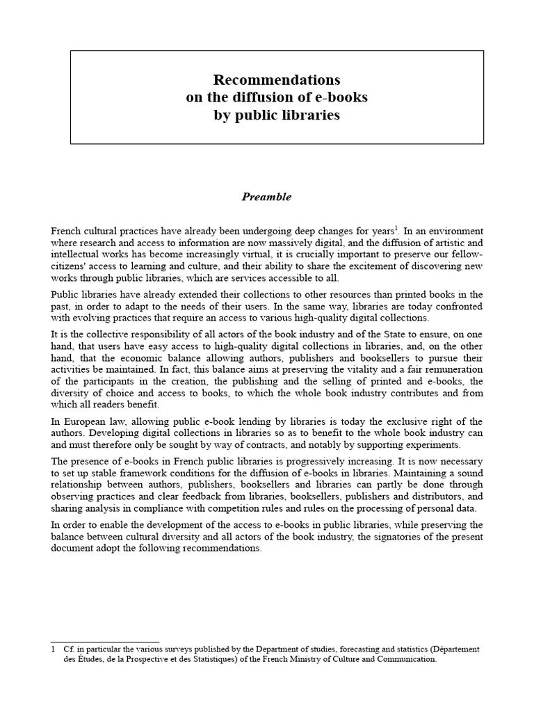 E-Book Access Recommendations for Libraries | PDF | Libraries | Books
