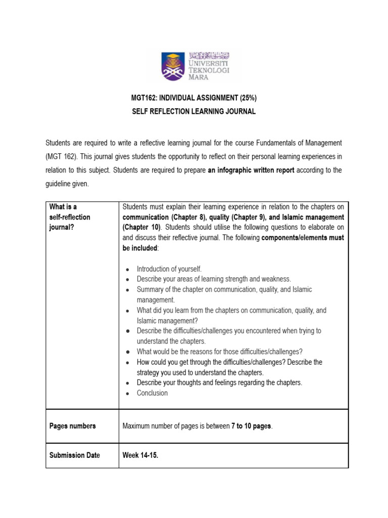 Reflective Learning Journal Guide | PDF | Behavioural Sciences | Psychology