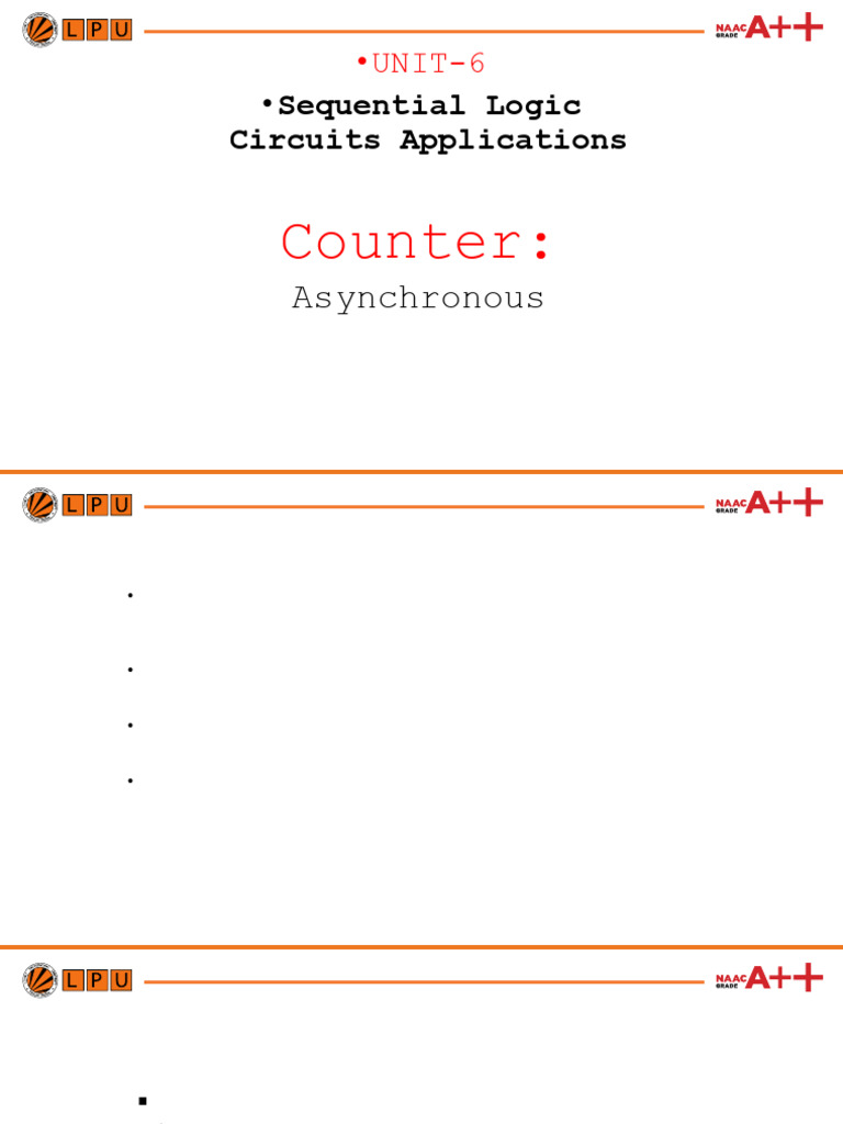 Lecture35!36!31059 Lecture35!36!16384 Asynchronous Counter Unit-6 | PDF